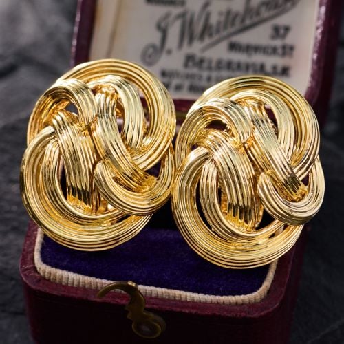 Vintage Tiffany & Co. Knot Earrings 18K Yellow Gold Clip-On