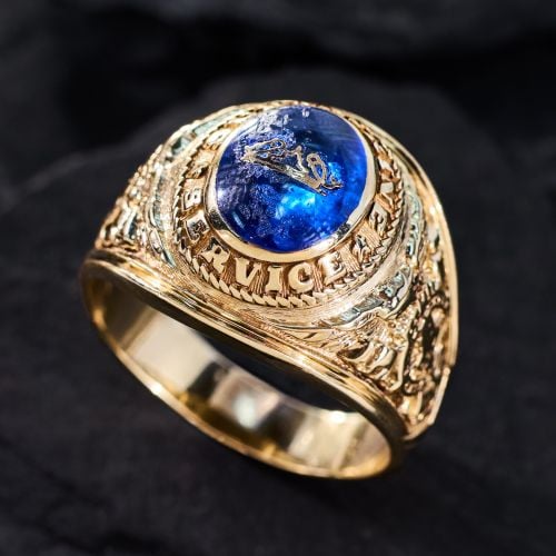 Men's US Navy Submarine Service Ring 14K Yellow Gold