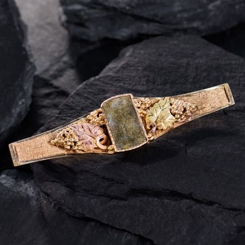 Antique Gold In Quartz Pin Brooch 14K Gold