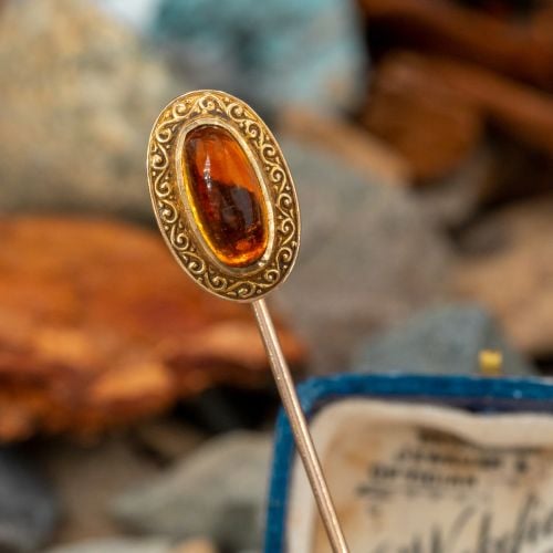 Final Sale: Vintage Citrine Cabochon Stick Pin