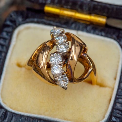 Final Sale: Beautiful Vintage Diamond Ring w/ Patina 14K Yellow Gold