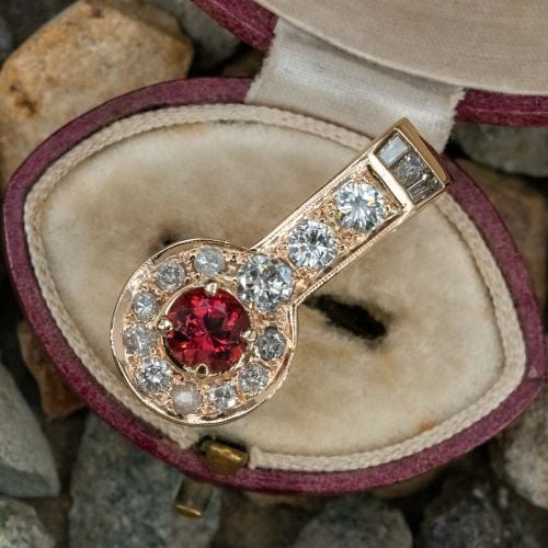 Pink Tourmaline & Diamond Slide Pendant 14K Yellow Gold