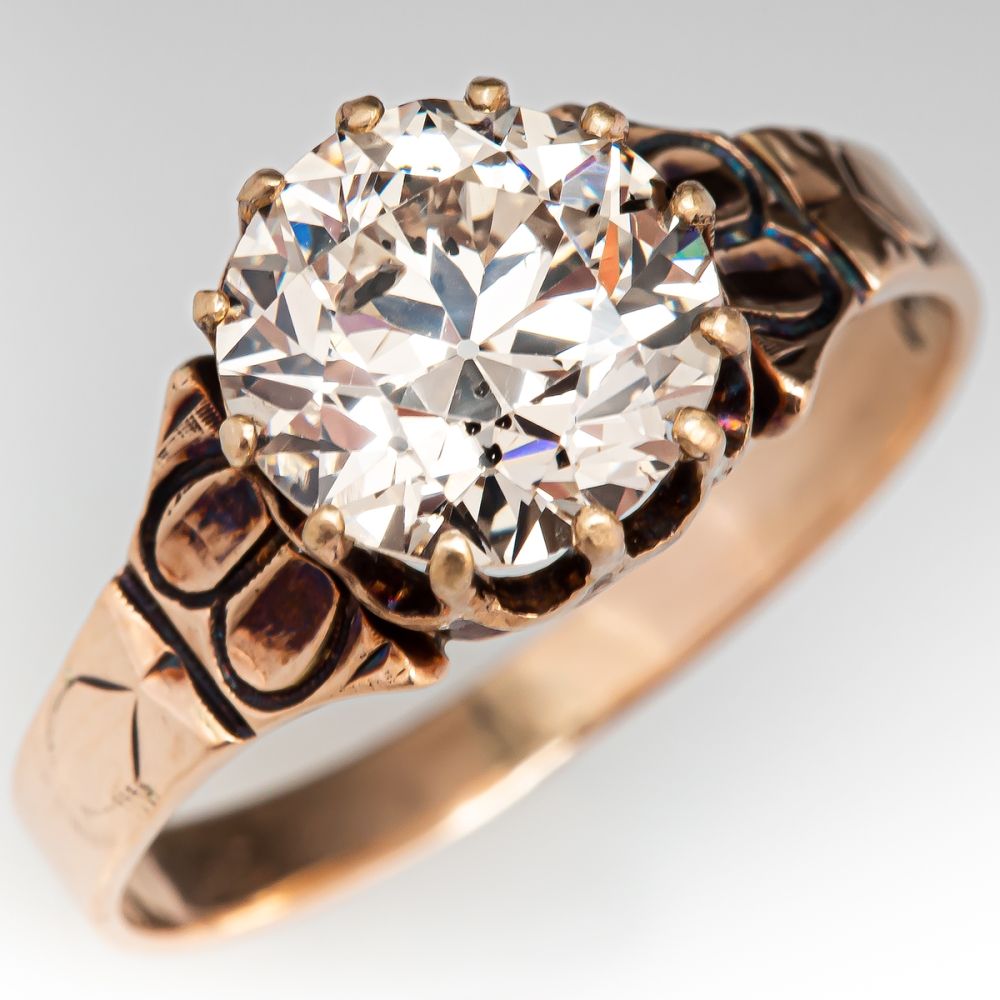 2 Carat Transitional Cut Diamond Late Victorian Engagement Ring 2 00ct N I1