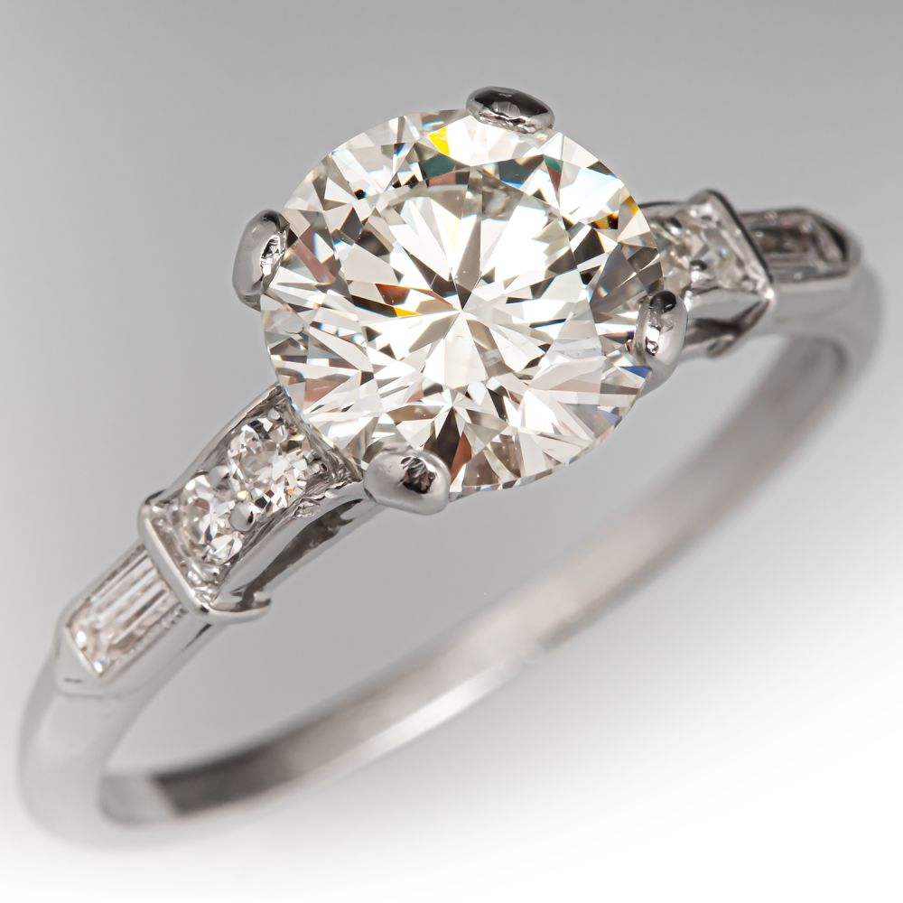 Circa 1930s Solitaire Diamond Engagement Ring Platinum 2.0Ct M/SI2 GIA
