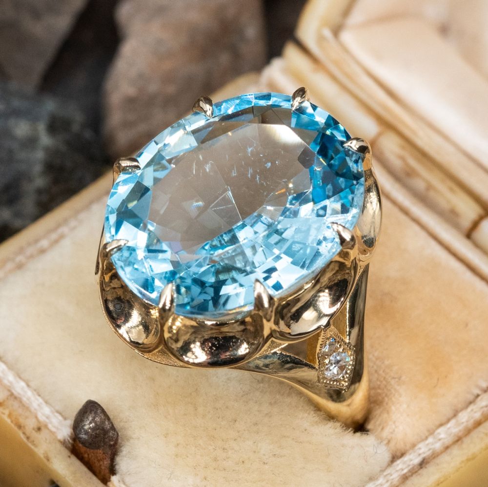Sale - Genuine Aquamarine Ring - Modern 14k Yellow Gold Emerald Cut 2. – MJV