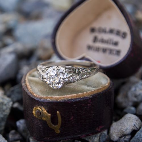 Vintage Engagement Ring Transitional Cut Diamond GIA E/VS2 & Antique Heart Box - EraGem Valentine's Giveaway