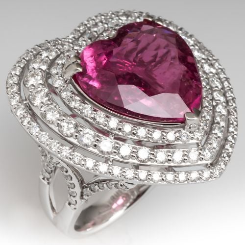 Michael Christoff Tourmaline Diamond Heart Cocktail Ring 18K