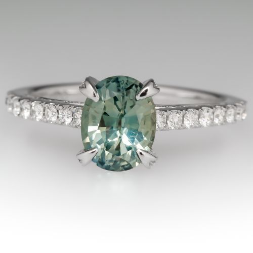 Pastel Light Green Sapphire Engagement Ring 14K White Gold - Charmain T Facebook Giveaway Ring