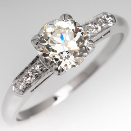 Old Euro Diamond Vintage Engagement Ring 14K 1.28ct O-P/VS1