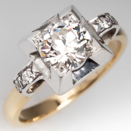 Vintage Geometric Diamond Engagement Ring 1.25ct J/VVS2 GIA