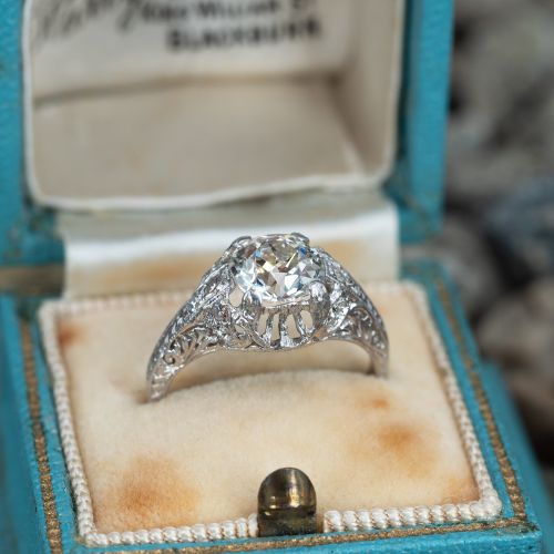 Old Mine Cut Diamond Platinum Engagement Ring 1.25ct K/SI2