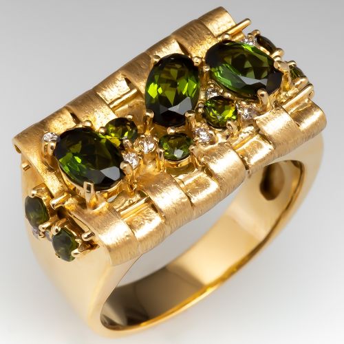Vianna Brazil Green Tourmaline & Diamond Ring 18K Gold