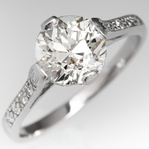 Diamond Engagement Ring in Platinum w/ Accents 1.55Ct K/VS2 GIA