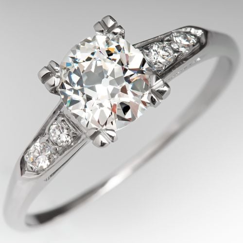Heirloom Old Mine Cut Diamond Vintage Engagement Ring .96ct H/VS1 GIA