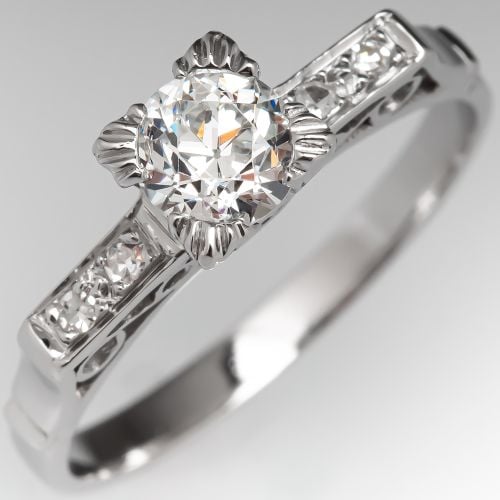 Old European Cut Diamond Vintage Engagement Ring .59ct F/VS2 GIA