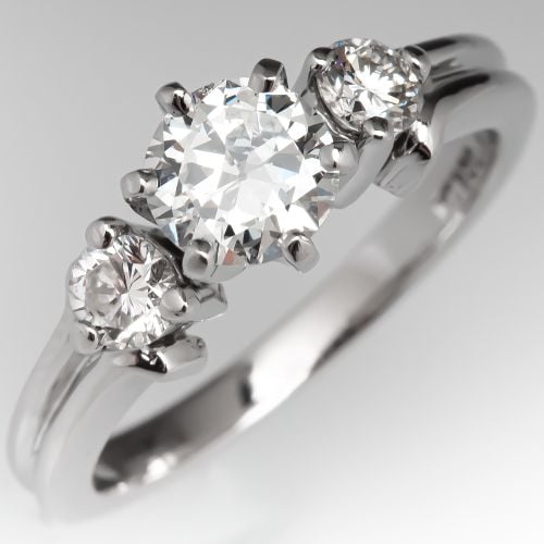 Vintage Three Stone Diamond Engagement Ring .56ct G/SI2 GIA