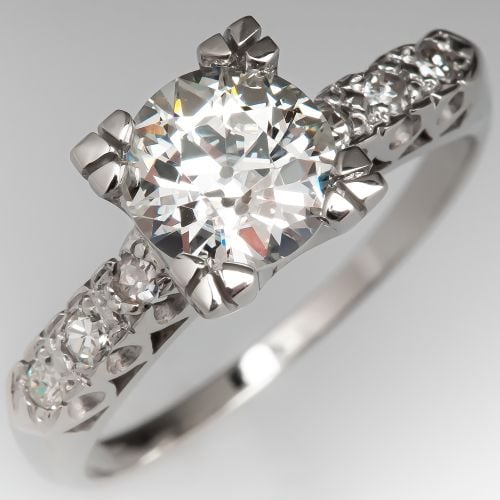 Vintage Engagement Ring Old European Cut Diamond 1.10ct J/SI2 GIA