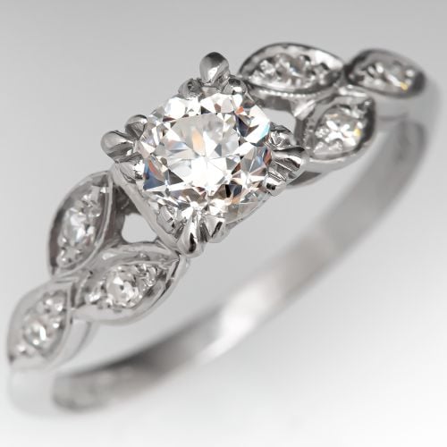 Antique Engagement Ring Transitional Cut Diamond .54ct F/I1