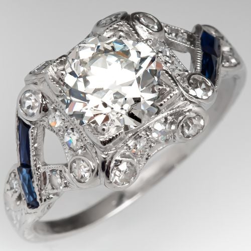 Art Deco Engagement Ring Old Euro Diamond 1.61ct J/SI2 GIA
