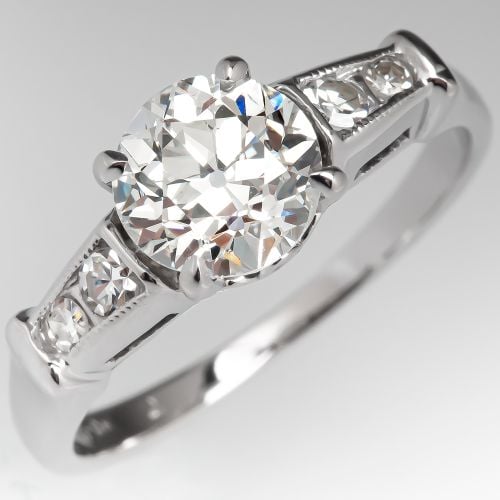 Vintage Engagement Ring Old European Cut Diamond 1.11ct J/SI1 GIA