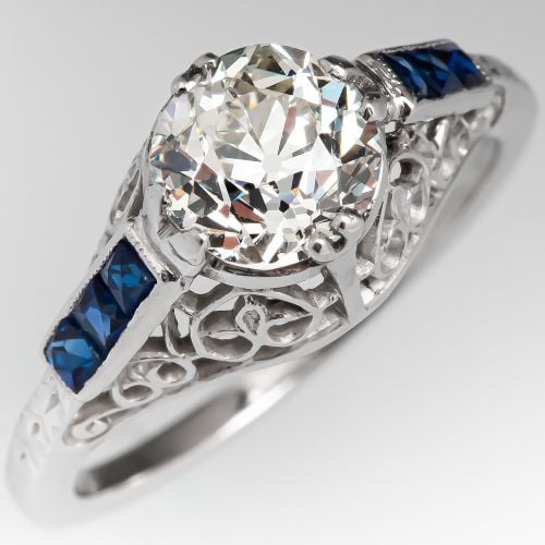 Old European Cut Diamond Filigree Engagement Ring 1.06ct I/VS2