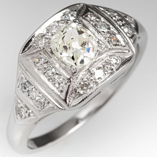 Vintage Engagement Ring Old Mine Cut Diamond .60ct O-P/I1