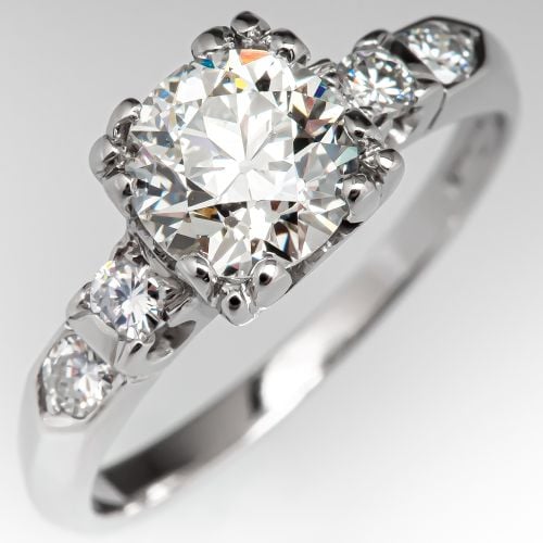 Vintage Engagement Ring Old European Cut Diamond .97ct J/SI2 GIA