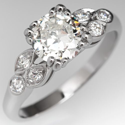 Vintage Engagement Ring Transitional Cut Diamond 1.08ct K/VVS2 GIA