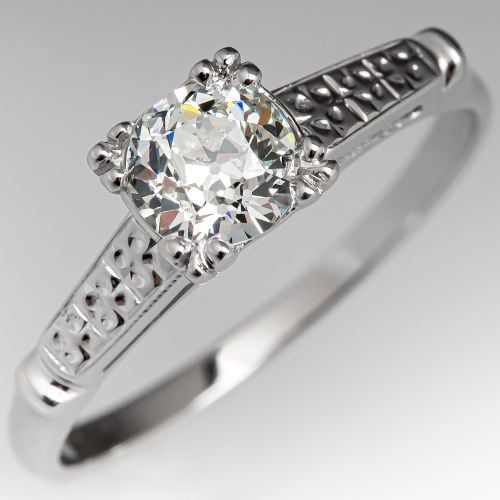 Old European Cut Diamond 1940's Engagement Ring .67ct I/I1 GIA
