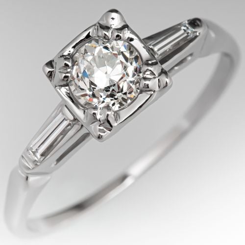 Old European Cut Diamond Vintage Engagement Ring .61ct I/SI2 GIA