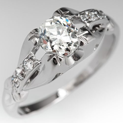 Retro Vintage Engagement Ring Old Mine Cut Diamond .68ct J/SI2