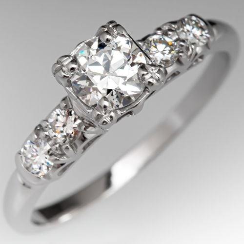 Vintage Transitional Cut Diamond Engagement Ring .50ct G/I1 GIA