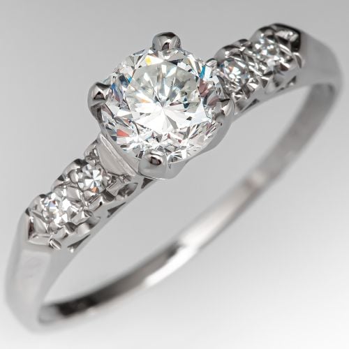 Vintage Round Brilliant Cut Diamond Engagement Ring .82ct G/I1
