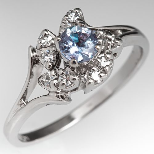 Vintage Color Change Alexandrite Ring w/ Diamonds 14K .38ct