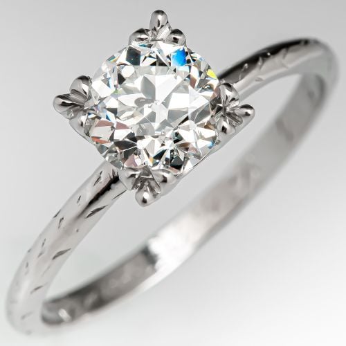 Old Euro Diamond Solitaire Engagement Ring .97ct G/SI2