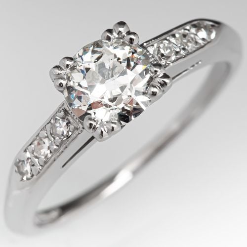 Old Euro Diamond Vintage Engagement Ring .68ct I/SI2 GIA