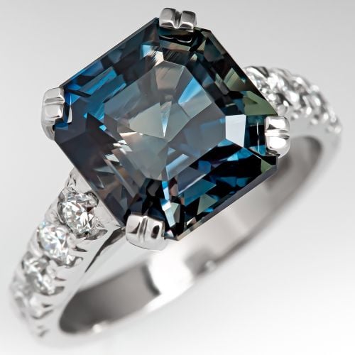6.8 Carat Emerald Cut No Heat Multi-Color Sapphire Ring