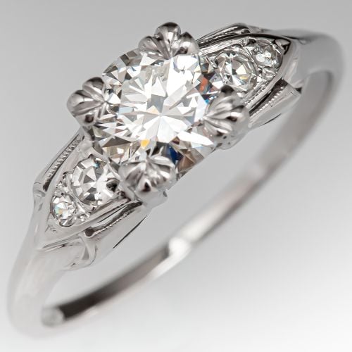 Vintage Jabel Engagement Ring Transitional Cut Diamond .70ct H/VS1 GIA