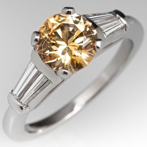 Orangy Yellow 1.4 Carat Montana Sapphire Engagement Ring