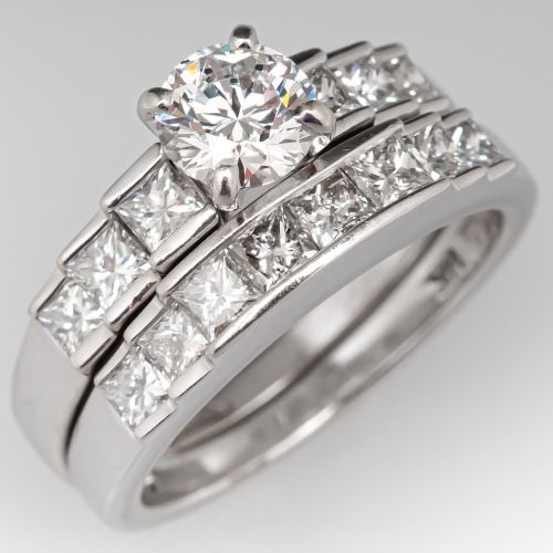 Modern Diamond Engagement Ring Wedding Set .70ct G/VS2
