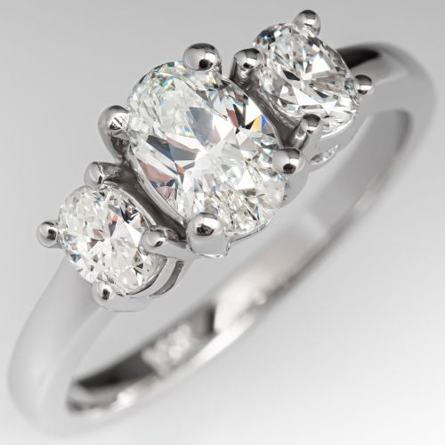 Oval Diamond Three Stone Engagement Ring .70ct I/SI1 GIA