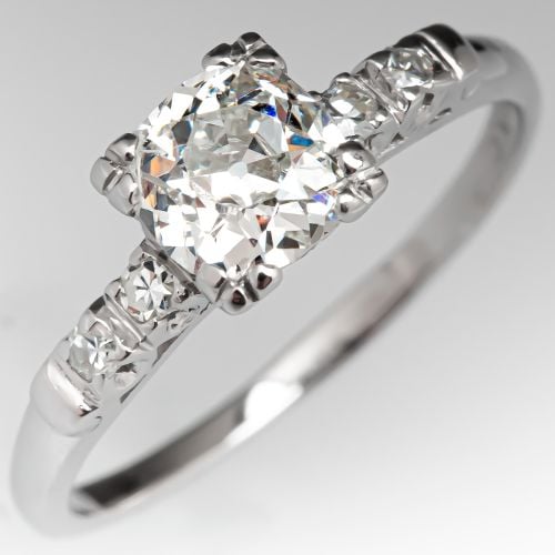 1 Carat Old Mine Cut Diamond Engagement Ring 1.00ct H/SI2 GIA