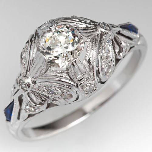 Old European Cut Diamond Art Deco Engagement Ring .57ct M/VS2