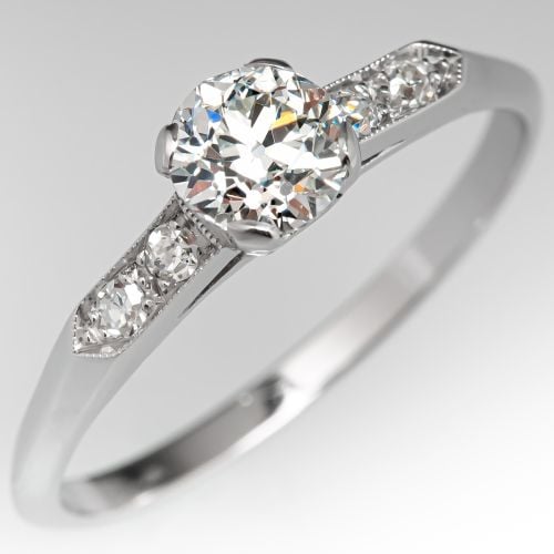 Vintage Old European Cut Diamond Engagement Ring .71ct I/VS2 GIA