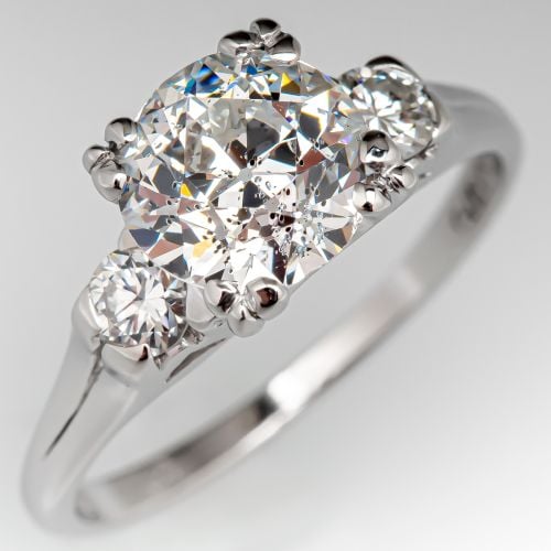 1.5 Carat Old European Cut Diamond Engagement Ring 1.51ct D/I1 GIA