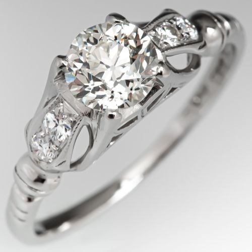 3/4 Carat Transitional Cut Diamond Vintage Engagement Ring .76ct J/SI1 GIA