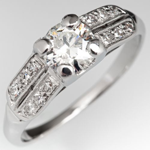 1/2 Carat Transitional Cut Diamond Engagement Ring .53ct F/I1