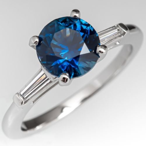 1.7 Carat Montana Sapphire Engagement Ring w/ Accents
