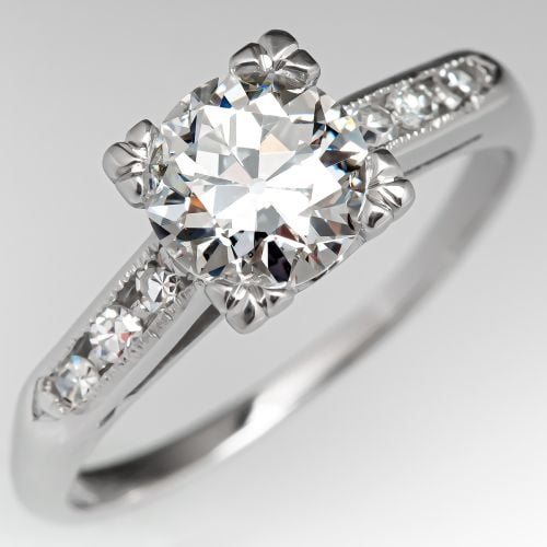 Old Euro Diamond Vintage Engagement Ring .93ct E/SI1 GIA