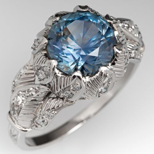 3 Carat No Heat Montana Sapphire Floral Engagement Ring